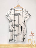 LSFSHWH Fish Print Gauze Cotton Midi Dress White