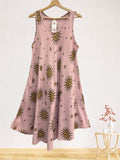 LSSSTPK Sun and Star Print Gauze Cotton Midi Dress Pink