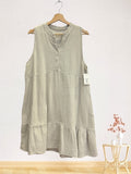 LSRMDBG Ruffled Gauze Cotton Midi Dress Beige