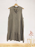 LSRMDTP Ruffled Gauze Cotton Midi Dress Taupe