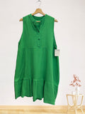 LSRMDGN Ruffled Gauze Cotton Midi Dress Green