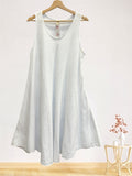 LSALNWH A-Line Gauze Cotton Midi Dress White