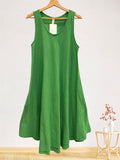 LSALNGN A-Line Gauze Cotton Midi Dress Green
