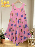 LSFGCPK Floral Gauze Cotton Dress Pink