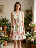LSLACCO Printed Lace Dress Coral
