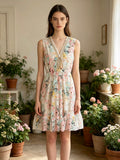 LSLACPK Printed Lace Dress Pink