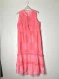 TDSLR Sleeveless Lace Ruffle Dress — Coral