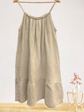LSSGCBG Strappy Gauze Cotton Dress Beige
