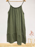 LSSGCKH Strappy Gauze Cotton Dress Khaki