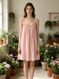 LSSGCPK Strappy Gauze Cotton Dress Pink