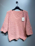 CO14 Pink Fuzzy V-Neck Sweater