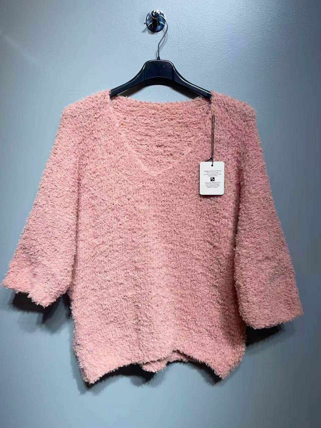 CO14 Pink Fuzzy V-Neck Sweater