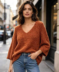 CO8 Rust Fuzzy V-Neck Sweater