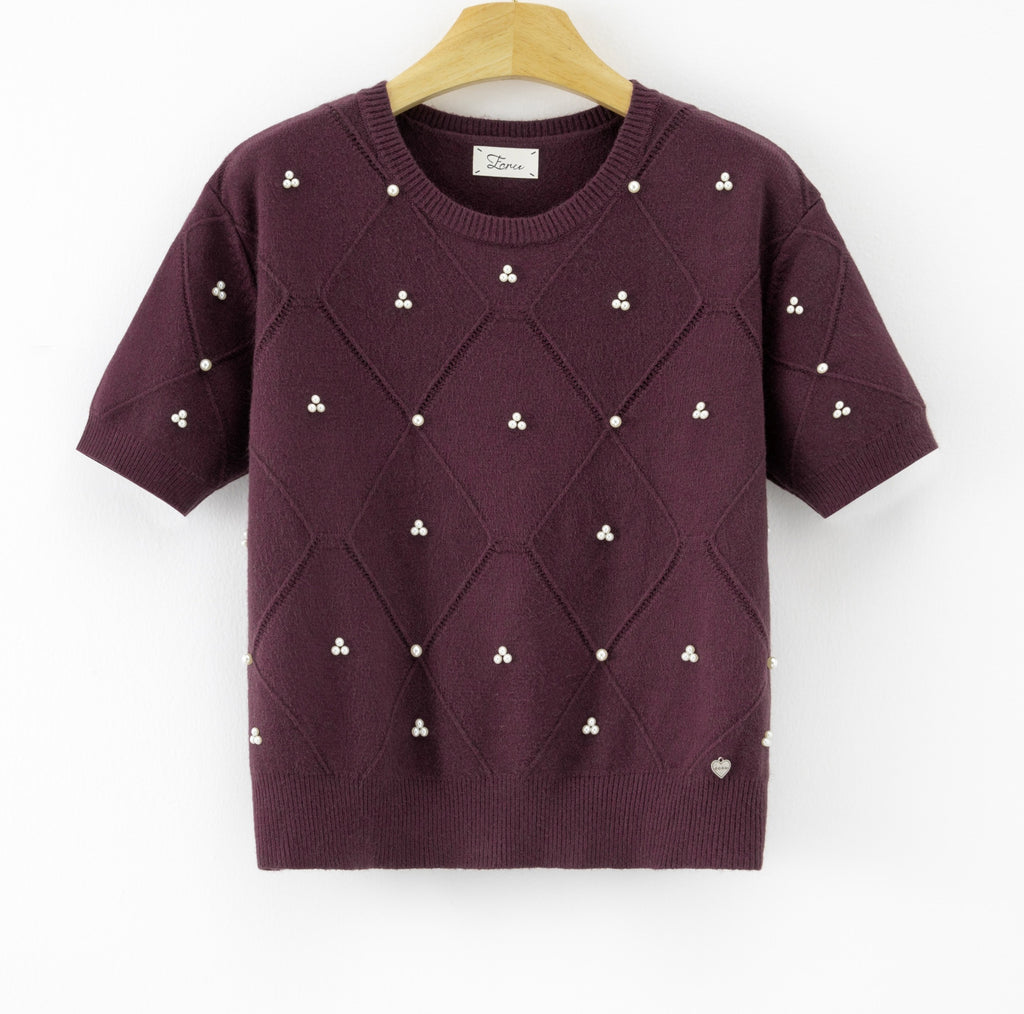LUBDS10 Purple Beaded Diamond Sweater