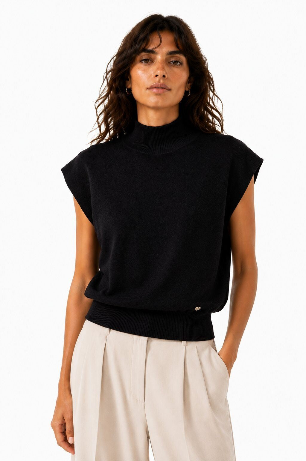 LUTNS2 Black Turtleneck Sweater