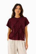 LUHPS6 Burgundy Handmade Pintuck Sweater