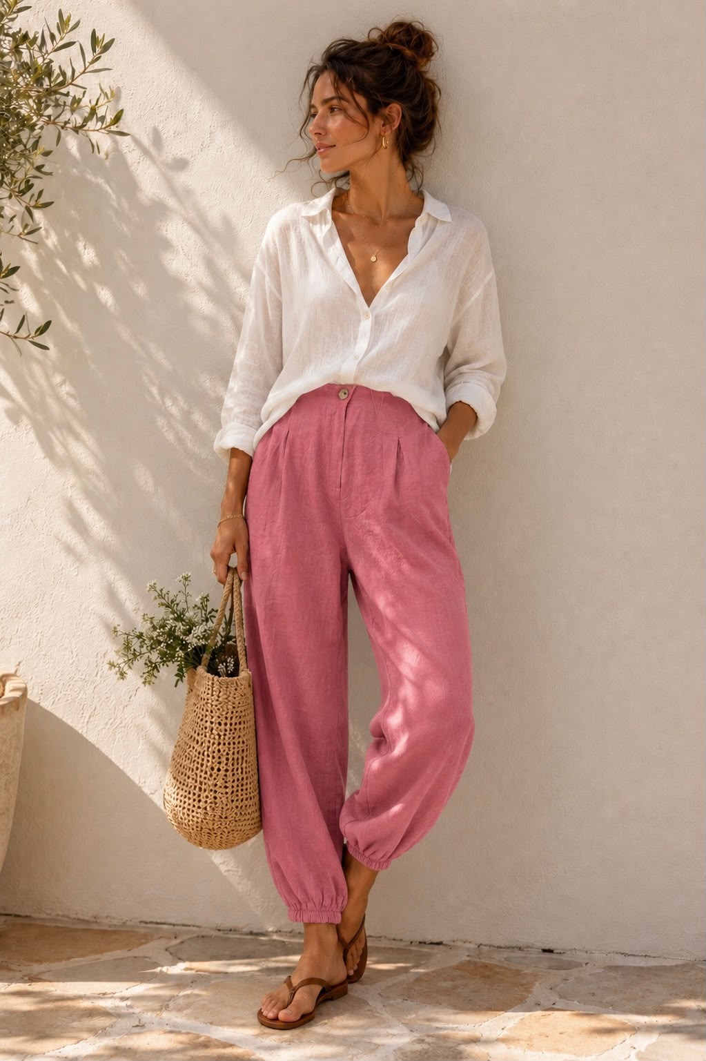 SWDP Linen Balloon Pants Dusty Pink