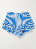 Striped Cotton Gauze Culotte Shorts Royal Blue