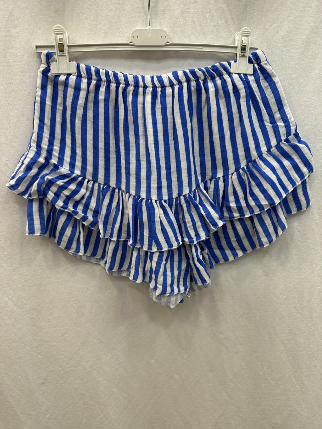 Striped Cotton Gauze Culotte Shorts Royal Blue