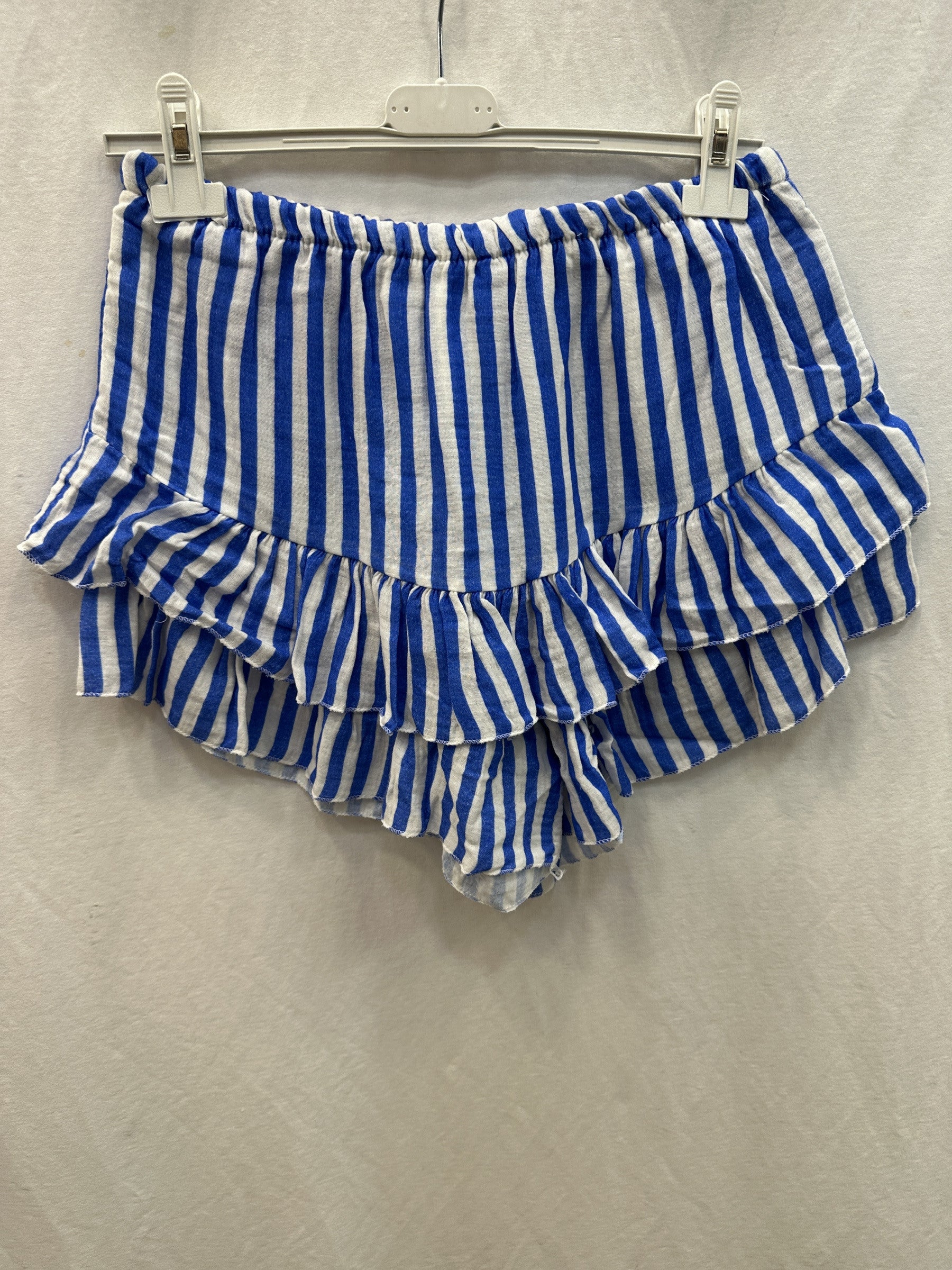 Striped Cotton Gauze Culotte Shorts Royal Blue