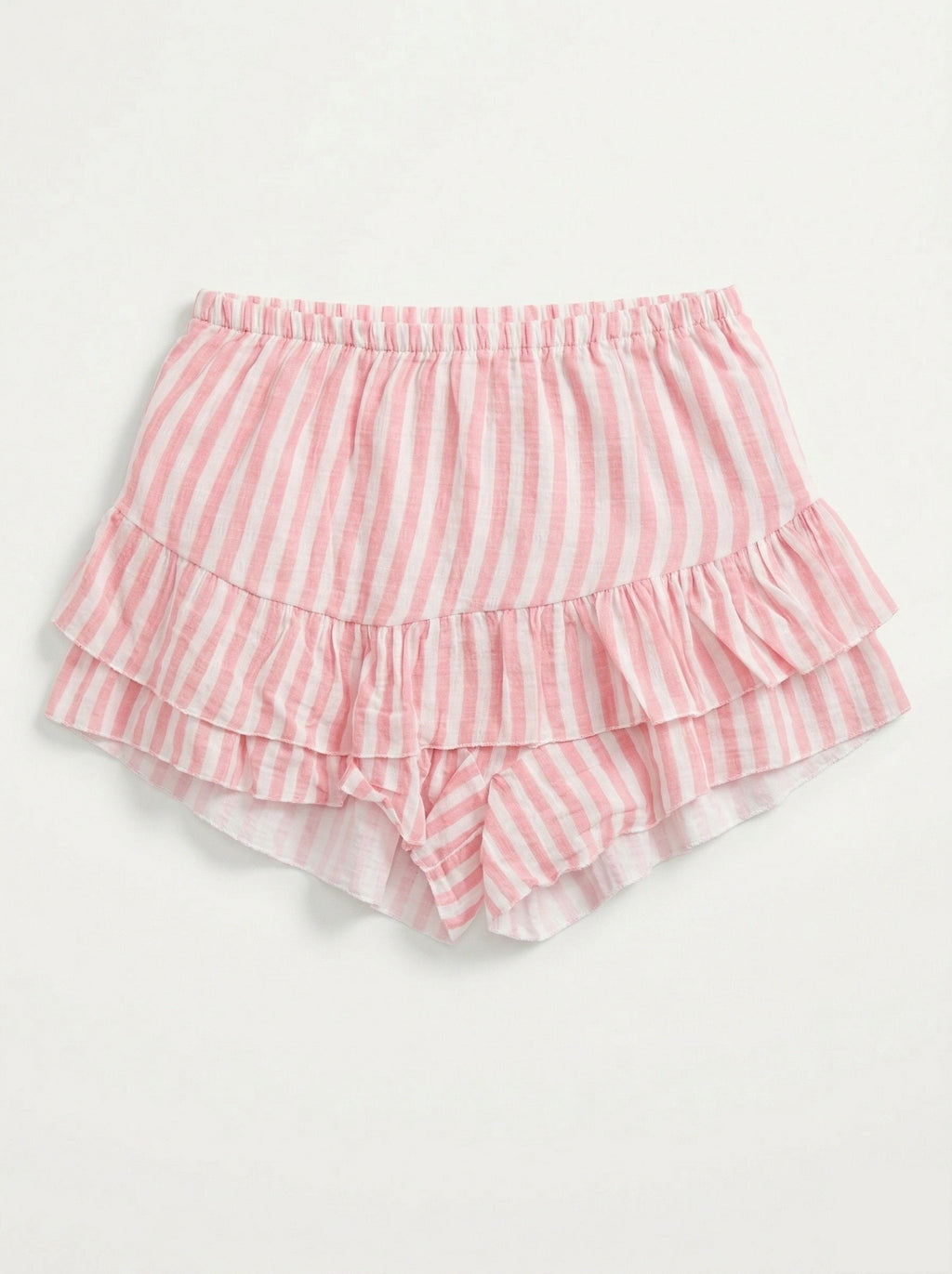 Striped Cotton Gauze Culotte Shorts Salmon