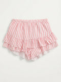 Striped Cotton Gauze Culotte Shorts Salmon