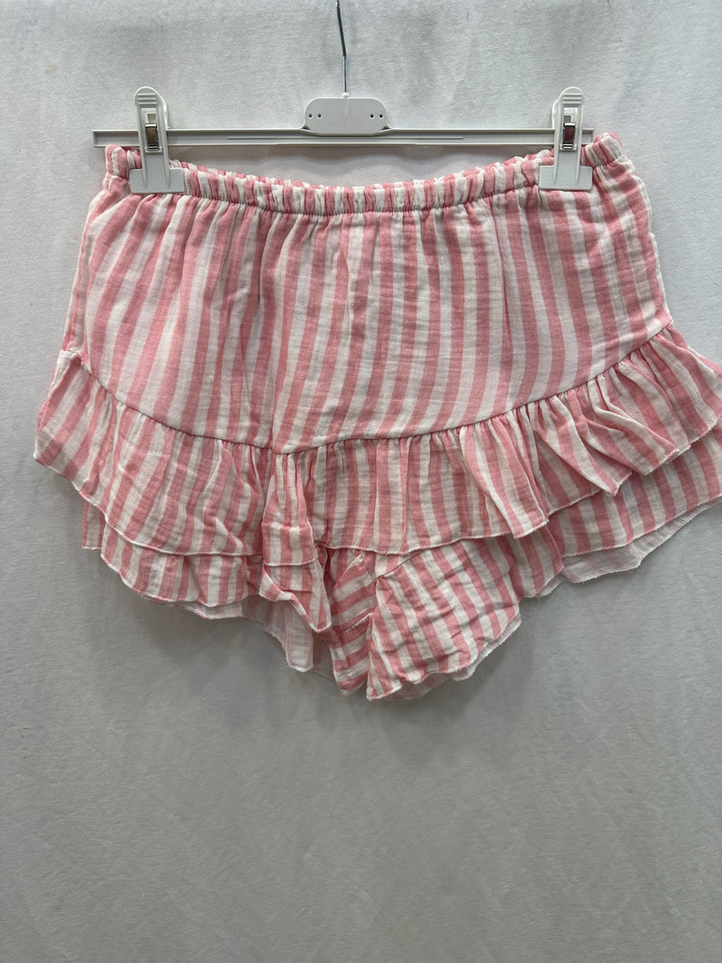 Striped Cotton Gauze Culotte Shorts Salmon