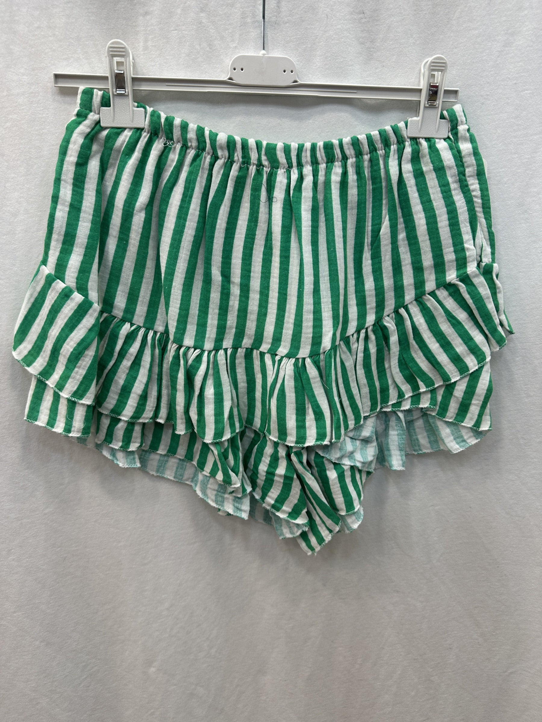 Striped Cotton Gauze Culotte Shorts Green