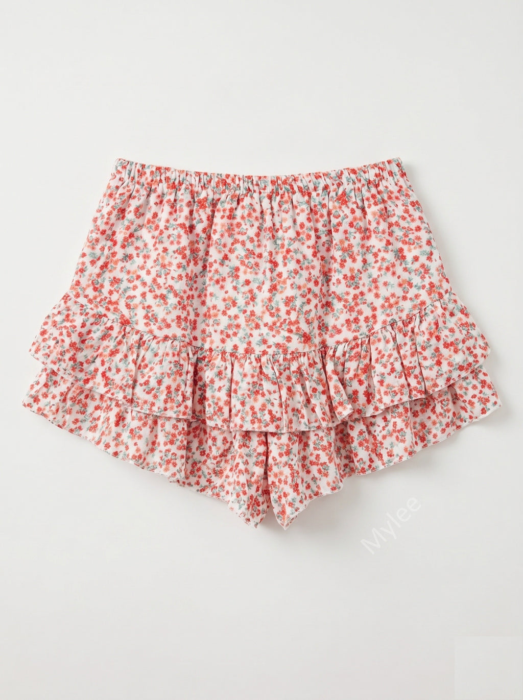 Floral Ruffle Culotte Shorts Coral