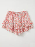 Floral Ruffle Culotte Shorts Coral