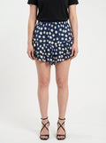 Floral Ruffle Culotte Shorts Navy