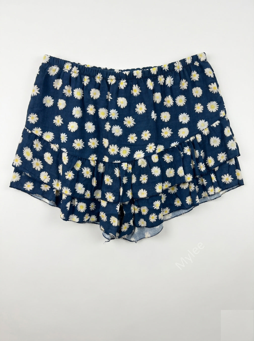 Floral Ruffle Culotte Shorts Navy