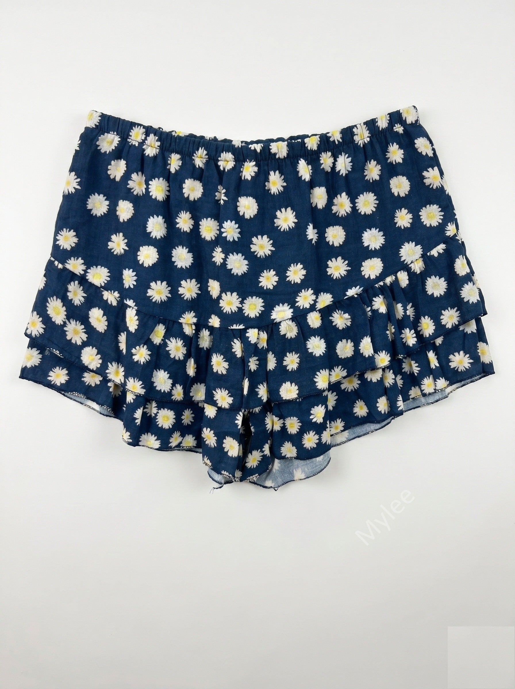 Floral Ruffle Culotte Shorts Navy
