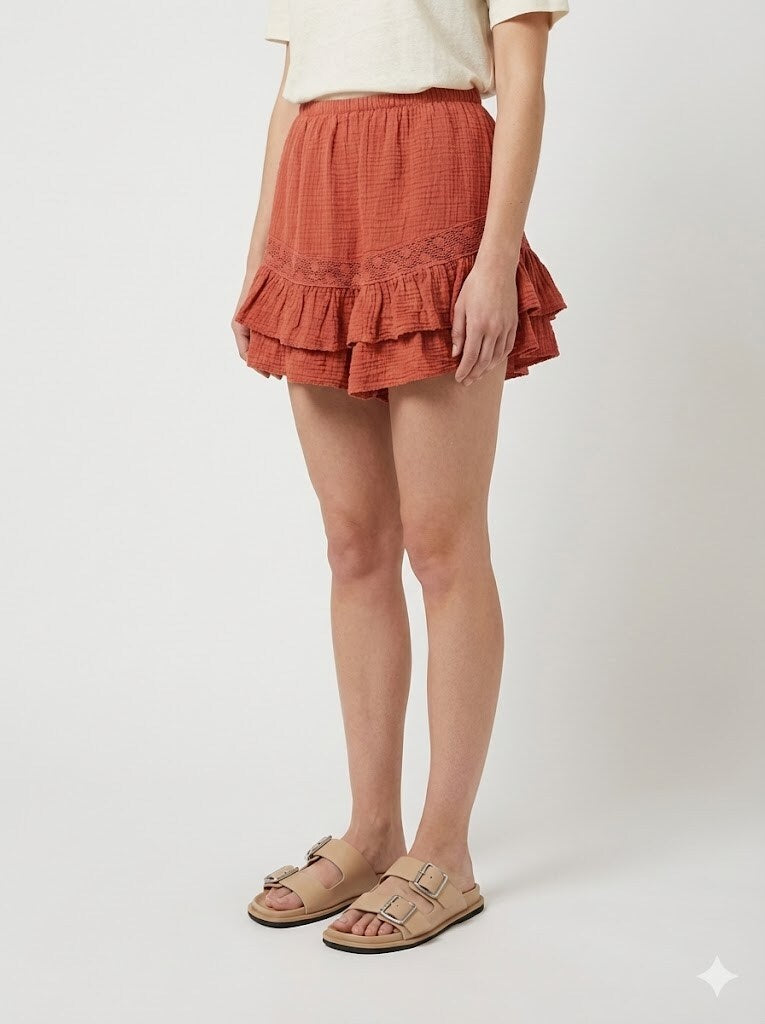 Ruffled Lace Panty Shorts Old Rose