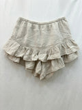Ruffled Cotton Gauze Culotte Shorts Beige
