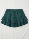 Ruffled Cotton Gauze Culotte Shorts Dark Green