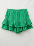 Ruffled Cotton Gauze Culotte Shorts Green