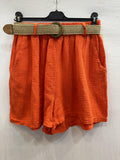 Cotton Gauze Shorts with Belt Orange