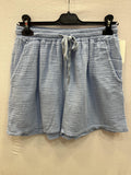 Cotton Gauze Shorts with Pockets Sky Blue