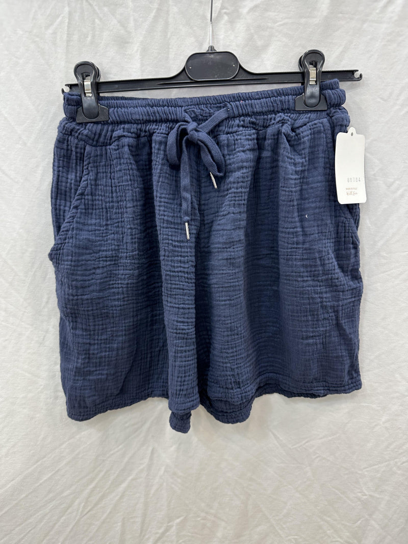 Cotton Gauze Shorts with Pockets Navy