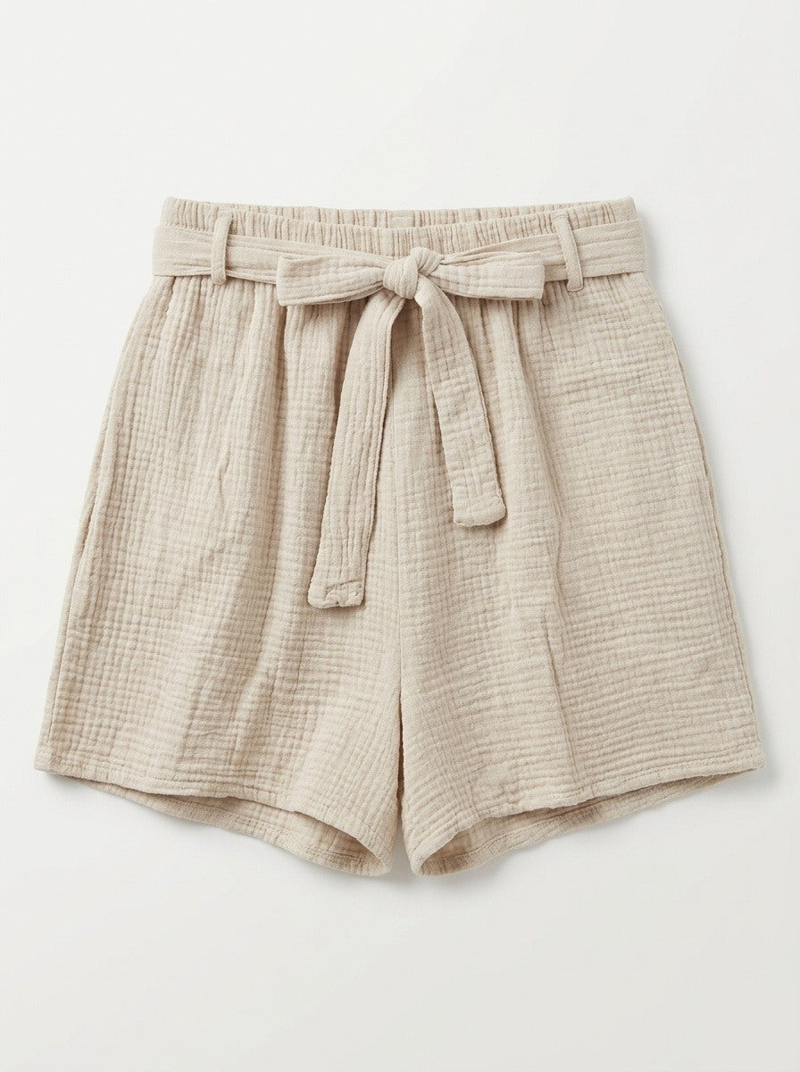 Cotton Gauze Shorts Beige
