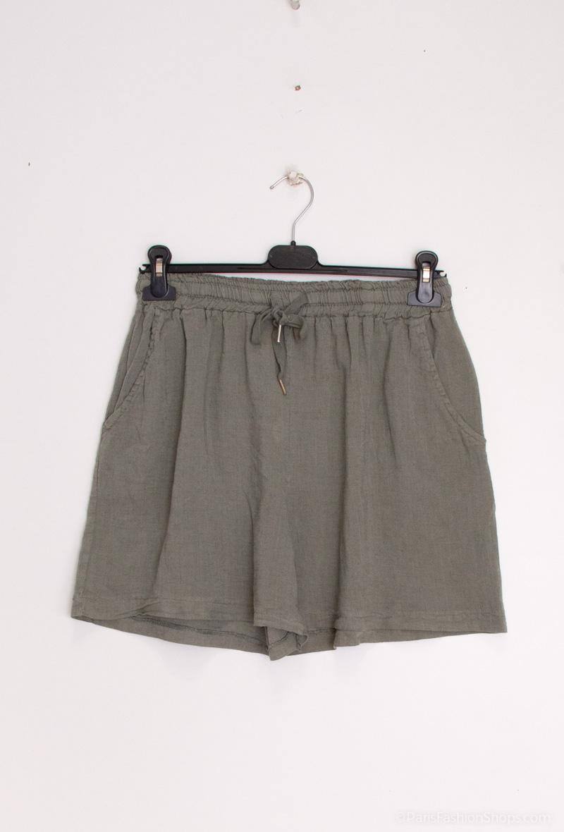 Linen/Cotton Shorts Khaki