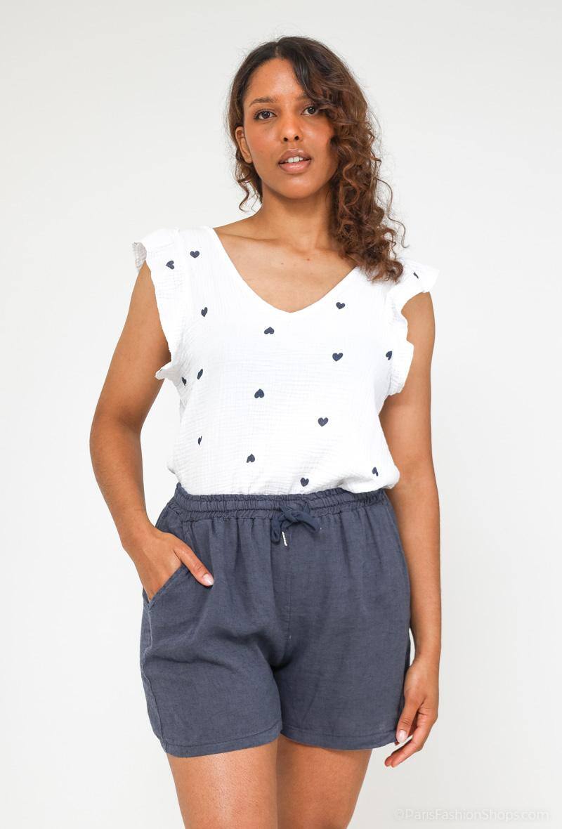 Linen/Cotton Shorts Navy