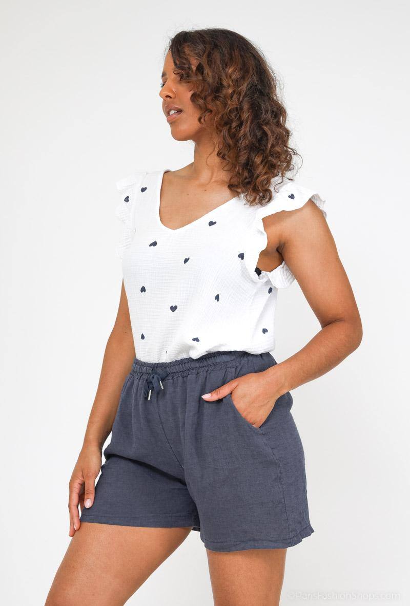Linen/Cotton Shorts Navy