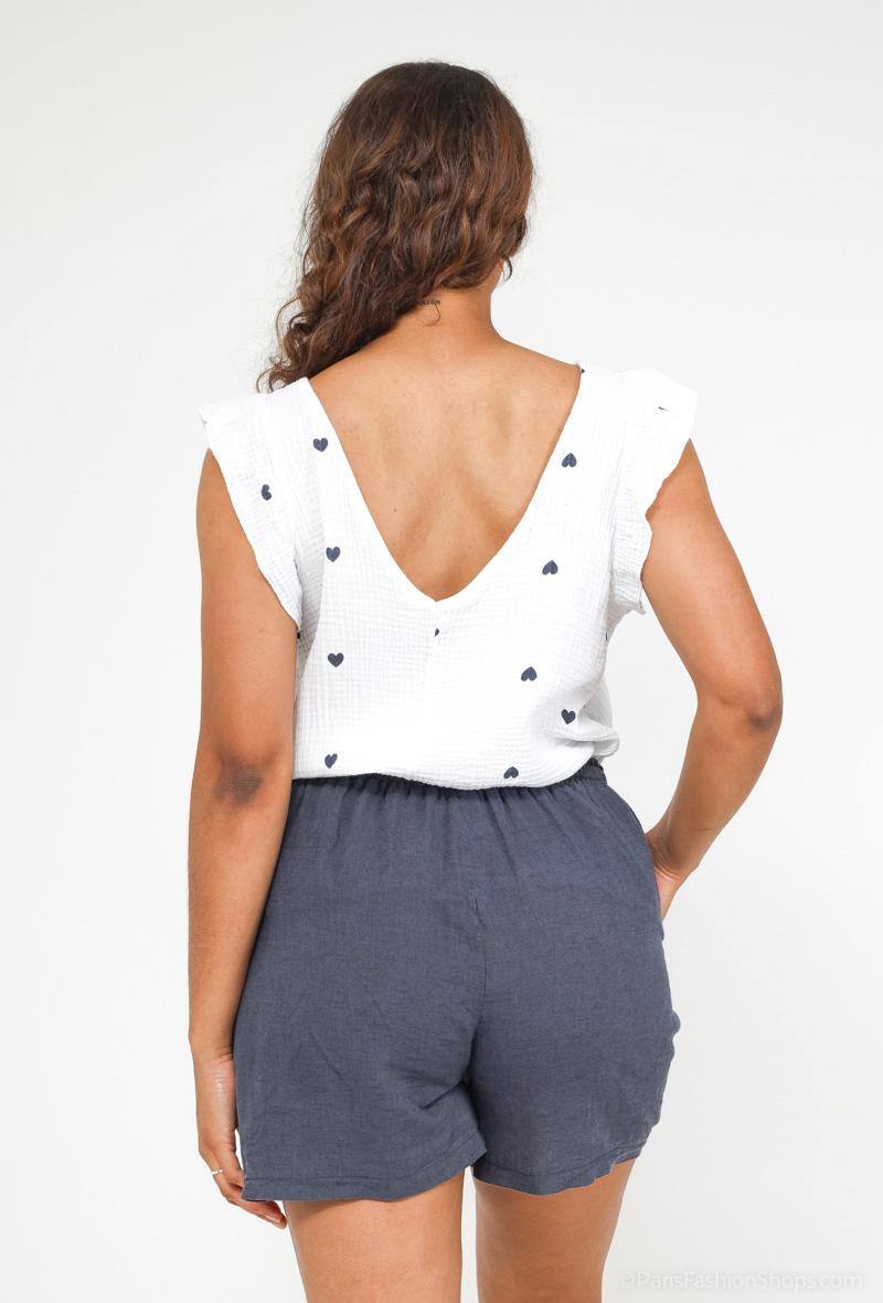 Linen/Cotton Shorts Navy