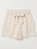 Printed Cotton Gauze Shorts Beige