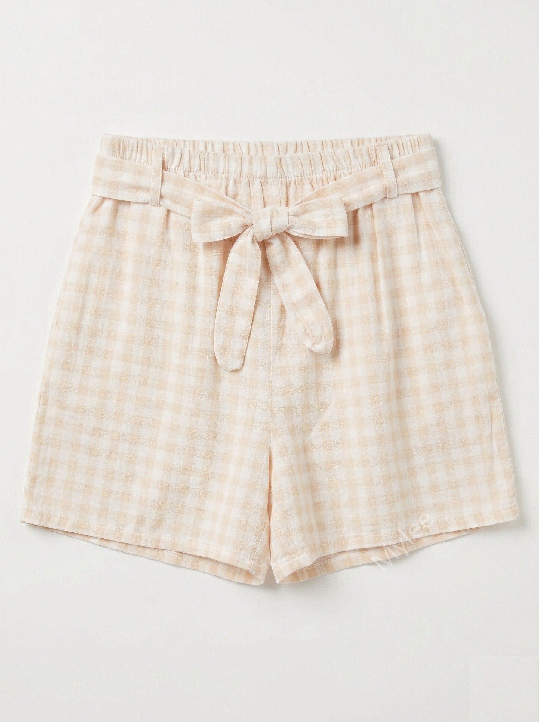 Printed Cotton Gauze Shorts Beige
