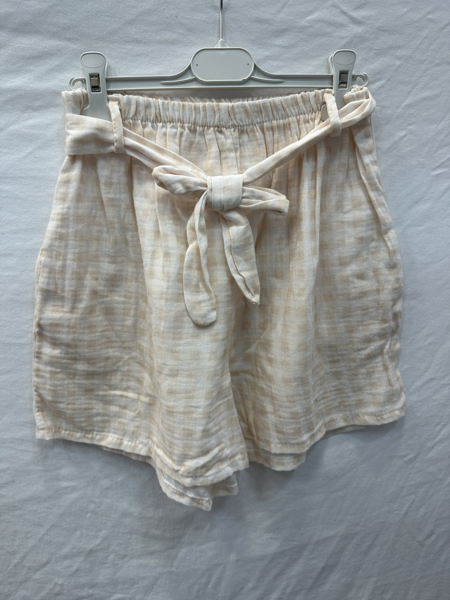 Printed Cotton Gauze Shorts Beige