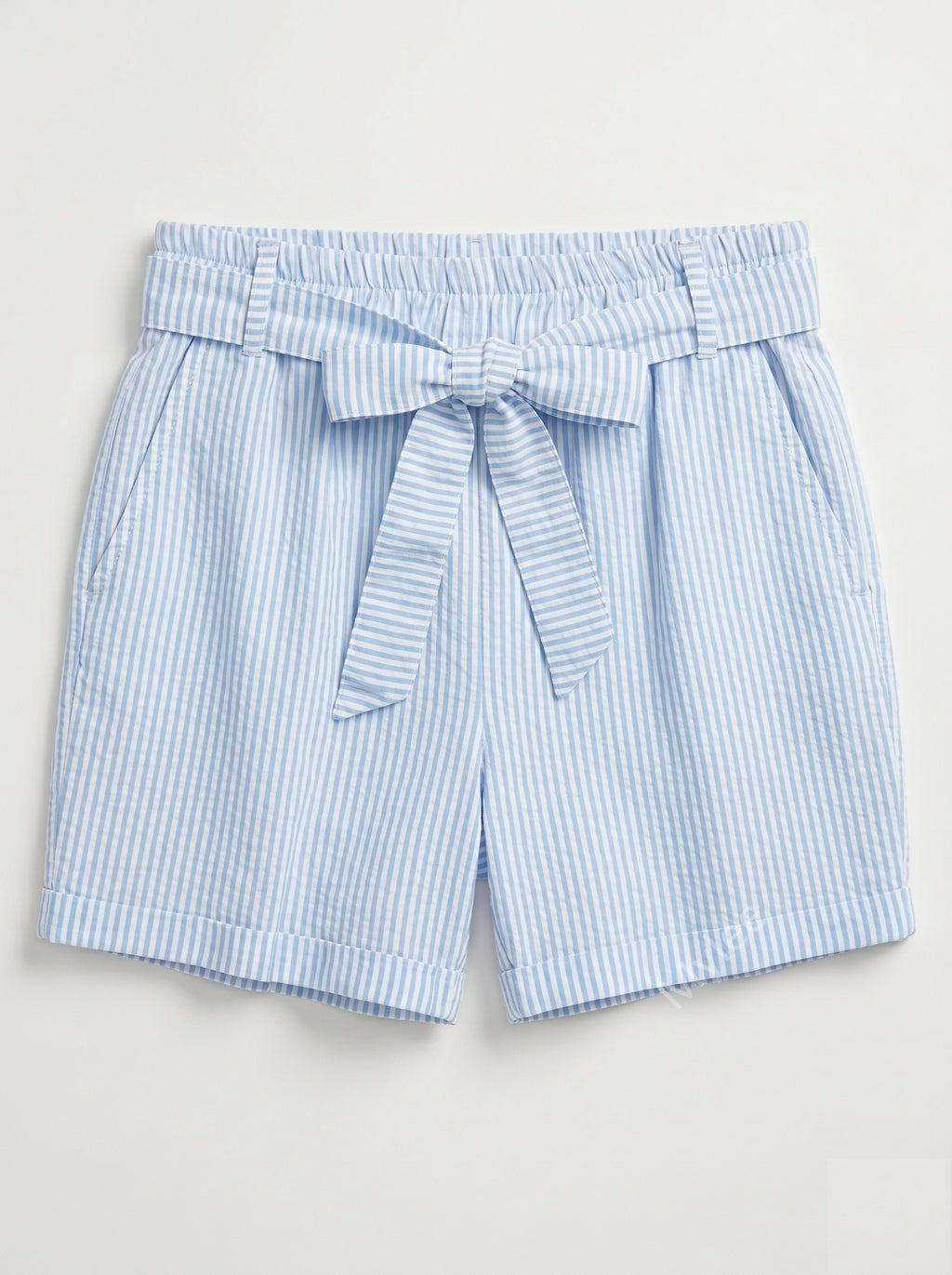 Printed Cotton Gauze Shorts Light Blue