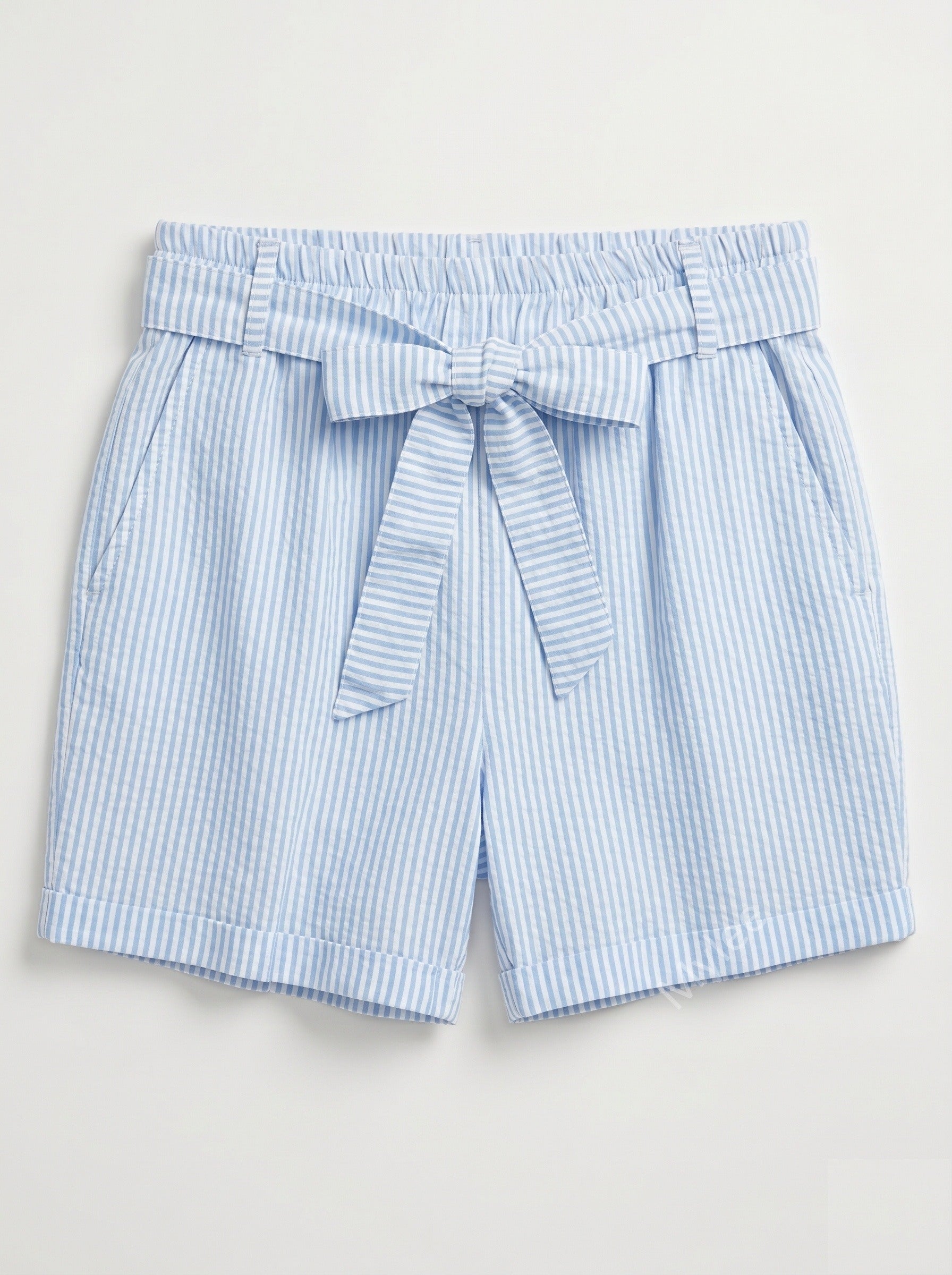 Printed Cotton Gauze Shorts Light Blue